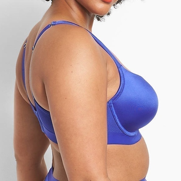 CACIQUE micro sateen fishnet boost balconette bra in blueberry 46F NWT. - Picture 4 of 4